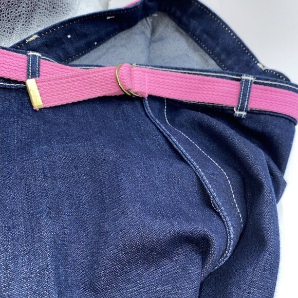 Vintage JTF Women’s Dark Jeans Pink Belt Embroidery Logo High Waisted Size 38 - Picture 5 of 16